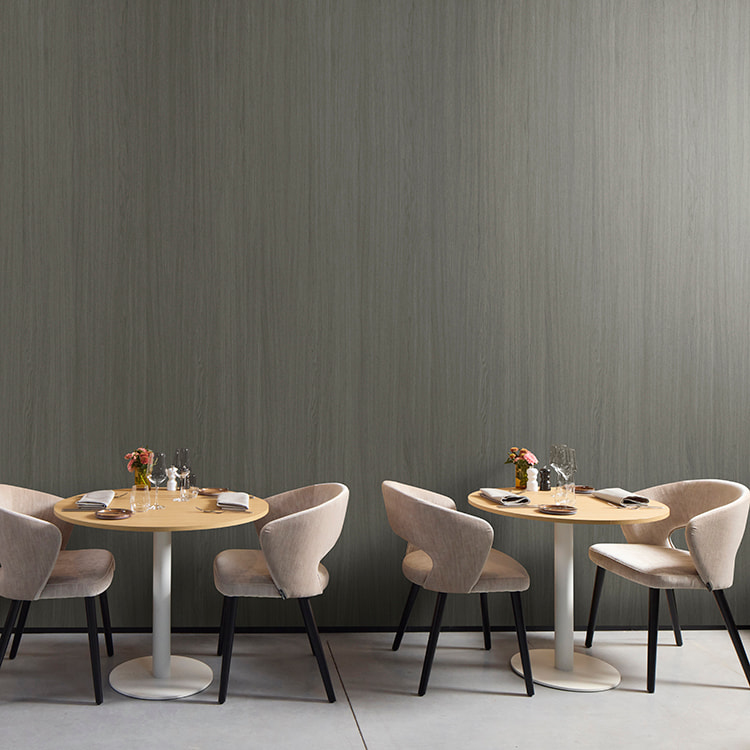Clicwall wall panels in restaurant - Master Oak green design